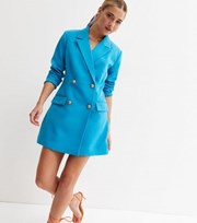 New Look Turquoise Double Breasted Long Blazer